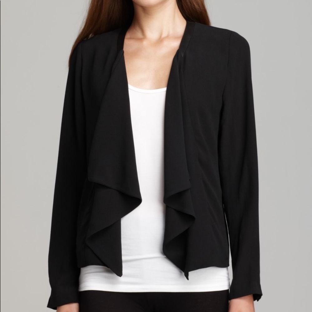 Eileen Fisher Drape Front Jacket with Leather Trim
